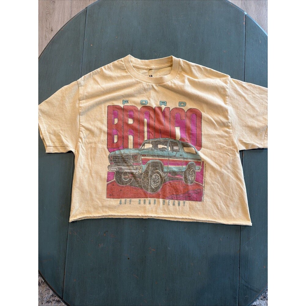 Junk Food Clothing Ford Bronco Off Road Ready Crop Tee Shirt Womens Small
